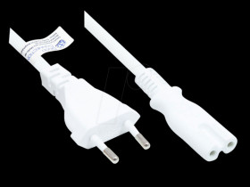 P0370-W100 Euro plug type C to C7 , white, 0.75 mm², 10 m
