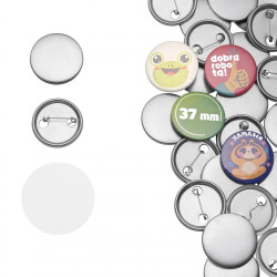 Zestaw 100 szt. przypinek metalowych 37mm