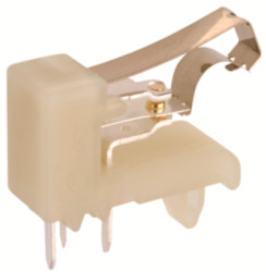Snap acting switche, On-On, PCB connection, roller hinge lever, 0.45-1.05 N, 2 (0.5) A/250 VAC, 1010.6002