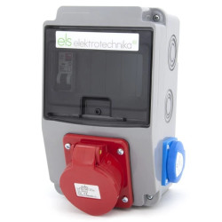 Rozdzielnica budowlana 2*GS 230V + 32A/4P + zabezpieczenia, obudowa naścienna, okienko 6M, 6NO21C01/4