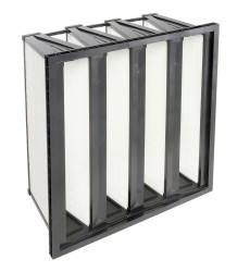 Filtr panelowy F8 wymiary rzeczywiste 592 x 592 x 296mm typu V wymiary 592 x 592 x 296mm głębokość 296mm