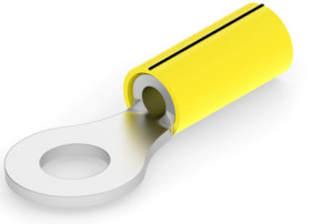 Insulated ring cable lug, 1.04-2.62 mm², AWG 16 to 14, 6.35 mm, M6, yellow, 34806