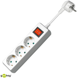 51285 Steckdosenleiste 3-fach mit Schalter, 1,5 m, weiß