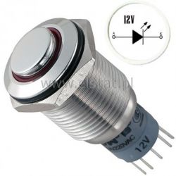 Przycisk chwilowy 16mm wyst. LED biały 2xNO-NC