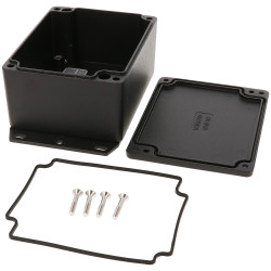 Hammond 1550Z113FBK Thick Wall Flanged Die Cast Enclosure, 115 x 90 x 55, Black