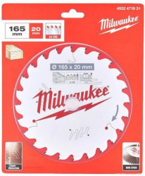Tarcza pilarska do drewna 165x20mm x 1,6mm 24 zęby ATB MILWAUKEE