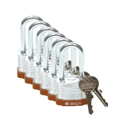 Kłódka LOTO stalowa, laminowana, szekla 38 mm, brązowa (6 szt.), 814101