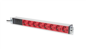 Listwa Zasilająca Pdu 19 Rack 8X Czerwone Gniazdo Schuko 2M 1X Wtyk C14 10A...