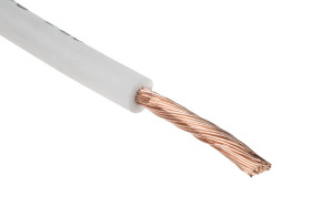 Przewód montażowy 2,5 mm² Biały RS PRO Bezhalogenowe 13 AWG 750 V dł. 100m 50/0,25 mm +90°C BS EN 50525-3-41, Klasa 5