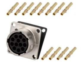 RT001412SNH-K Złącze okrągłe gniazdo kołnierz (4 otwory),na panel 12PIN