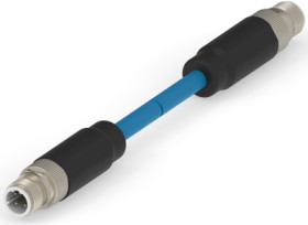 Network cable, M12-plug, straight to M12-plug, straight, Cat 5e, S/FTP, 2 m, blue, 2322330-3