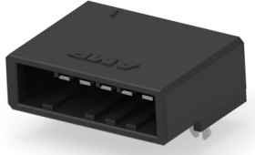 Pin header, 5 pole, pitch 3.81 mm, angled, black, 1-178295-5