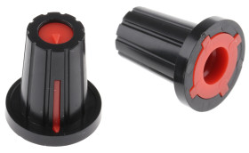 Pokrętło potencjometru oś: 6mm średnica: 17mm Kształt D Plastik Czarny RS PRO