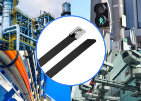 TRU COMPONENTS TC-12656620 Opaski kablowe stalowe 290 mm 7.9 mm AISI 316 z osłoną 100 szt.