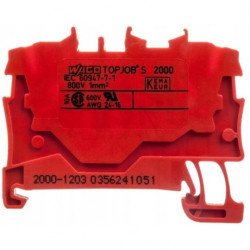 WAGO TOPJOBS 2000-1203 Złączka szynowa 2-przewodowa 1,0mm2 na szynę TH35 czerwona