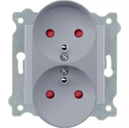 Gniazdo Podwójne z Uziemieniem Przesłony typ E Srebrne 248/10E EXEN