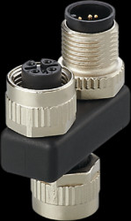 T connector, 3 x M12, IP67 for sensors, E12481
