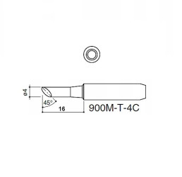 900M-T-4C Cut Black Soldering Iron Tip