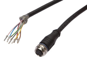 Złącze do samokonfekcjonowania M12 proste żeńskie druga końcówka niezarobiona 8-pinowe 5m PUR 30V IP67 8x0.25mm² VK505A25