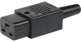 Jack C19, 3 pole, cable assembly, screw connection, 1.5 mm², black, 3-109-087