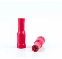 Insulated round plug sleeve, 4 mm, 0.5 to 1.5 mm², AWG 22 to 16, brass, tin-plated, red, BYB-4-07F5036