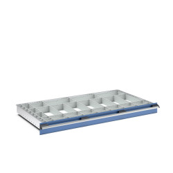 Regał magazynowy głębokość 750mm szerokość 1300mm wysokość 100mm Jasnoszary Polipropylen, Tworzywo sztuczne z