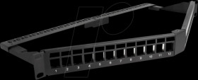 66976 19" Keystone Patchpanel, 24 Port, 1 U, angled, black