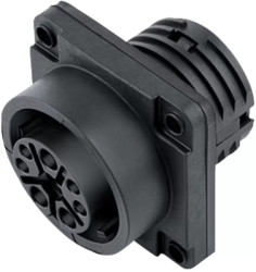 Panel socket, 4 pole + PE, crimp connection, bayonet locking, straight, 09 6492 000 05