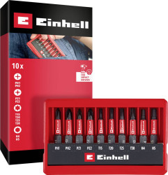 Bity Einhell Impact Bit Taschenbox 10tlg 118653 1 zest. 1/4" (6.3 mm), PH, PZ, sześciokąt, TX