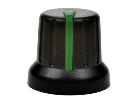 Gałka; N4; 6mm; zielony; czarny; fi 16/12mm; 14mm; plastik; Elzar