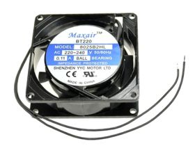 Wentylator; 8025B2HL; 80x80x25mm; kulkowe; 230V; AC; 14W; 30,6m3/h; 29dB; 70mA; 2550RPM; 2 przewody; Maxair (Ya-Cool); RoHS