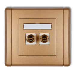 FLEXI Gniazdo głośnikowe pojedyncze (typu banan - czerwony i czarny, pozłacane, 4 mm2, do lutowania) złoty metalik 8FGG-3