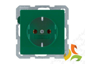 BERKER Q.1/Q.3/Q.7 Gniazdo z uziemieniem schuko (zaciski samozaciskowe) zielony aksamit 47436013 HAGER