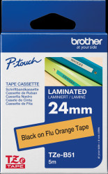 TZE-B51 laminated writing tape, black on signal orange, 24mm