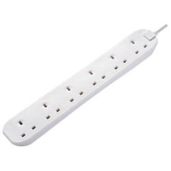 Masterplug BSG210N-MP Extension Lead 240V 6-Gang 13A White 2m