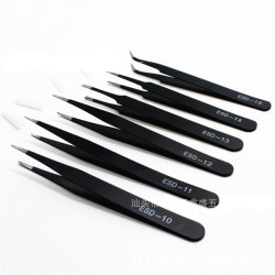 Set of 6 pcs. ESD Tweezers - for Electronic and Modeling Work
