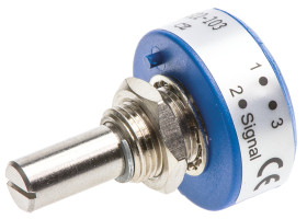 Potencjometr 10kΩ typ Obrotowy Vishay średnica wału 6,35 mm 1W długość wału 6.35mm średnica 22.23mm Montaż panelowy