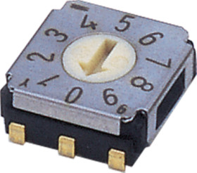 Encoding rotary switch, 10 pole, BCD, straight, 100 mA/5 VDC, SA-7010A