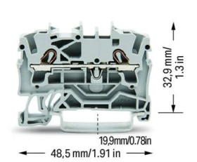 Złączka szynowa 2-przewodowa szara 2,5mm2 2002-1201 TOPJOBS