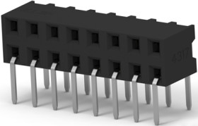 Socket header, 16 pole, pitch 2 mm, angled, black, 1-2314926-6