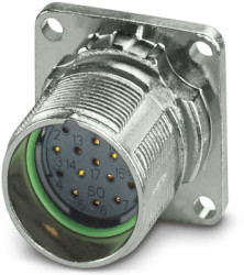 Surface mount socket, M23, 17 pole, crimp connection, standard/ONECLICK quick locking system, straight, 1629081