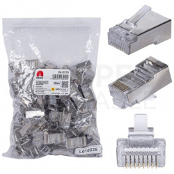 Wtyk modularny RJ45 8P8C kat.5e ekranowany FTP uniwersalny drut linka NEKU opakowanie WORECZEK 100szt.