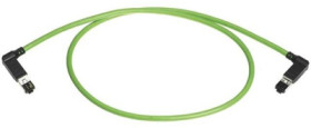 System cable, RJ11/RJ14 plug, angled to RJ11/RJ14 plug, angled, Cat 5, PVC, 5 m, green, 09470506029