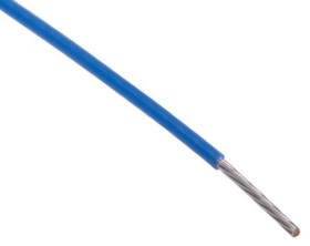 Przewód do urządzeń PTFE PTFE Niebieski, 100m 0,6 mm² 19/0,2 mm, 600 V, -75 → +200C, Ø 1.6mm, RS PRO BS3G210