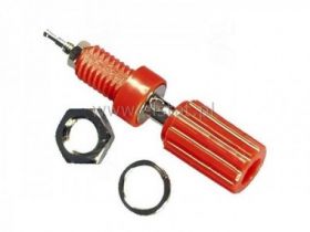 Gniazdo banan lab.4mm z zaciskiem GL09-R czerwone