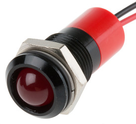 Lampka kontrolna do montażu panelowego 12V dc, czerwona 14mm LED Wyprowadzenia RS PRO