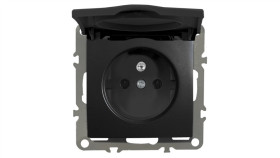 Quadra Gniazdo Hermetyczne Z Bolcem Klapką Czarne