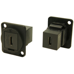 Cliff CP30201 USB-C Female - Female feedthrough connector, black, CSK holes