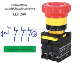Podświetlany przycisk dłoniowy; LED; 24V; 3x NC