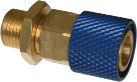 Coupling part, self-sealing, black, L 31 mm, 12 bar, brass, for threaded connection M5, 50.061.05